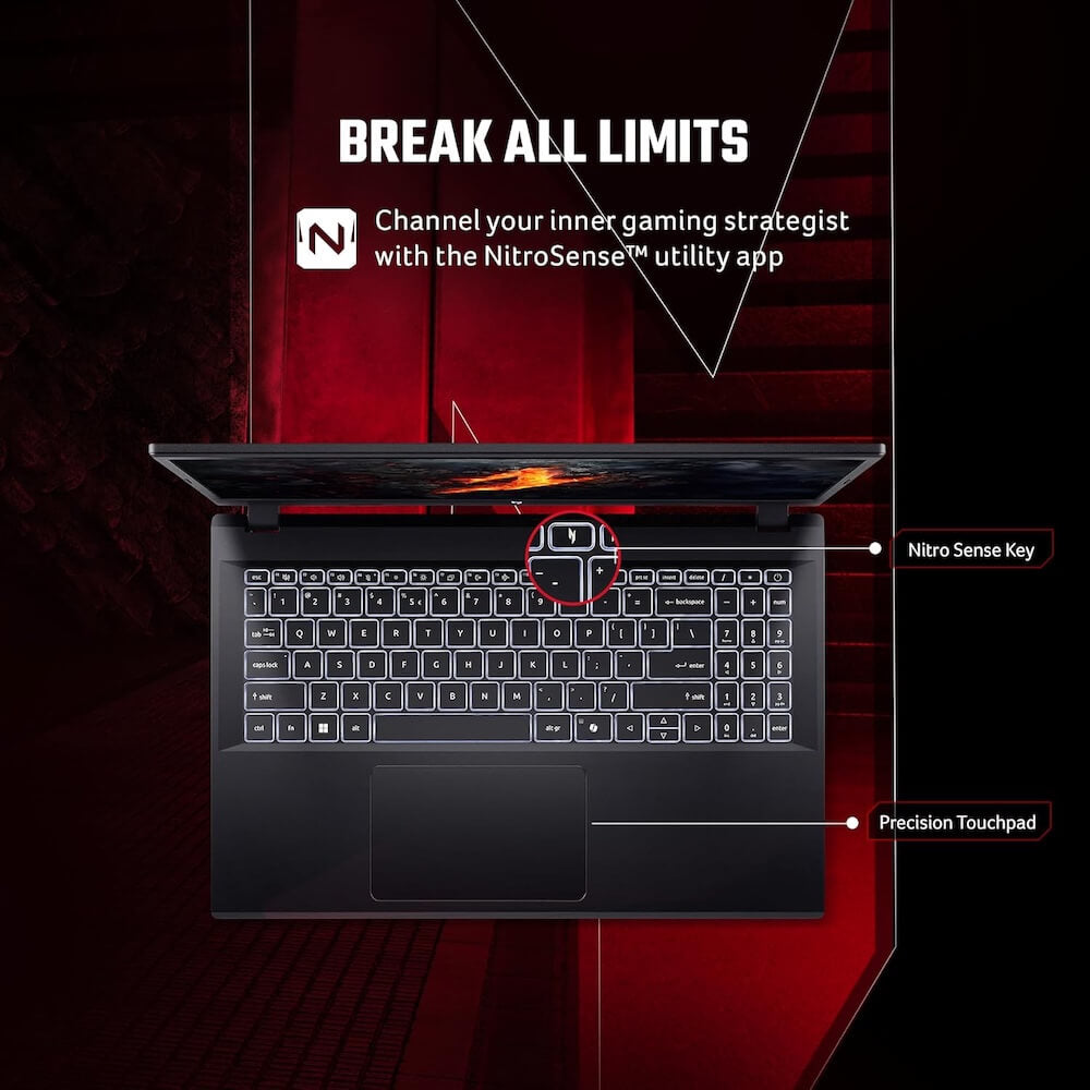 Acer Nitro V 15 ANV15-51 Laptop - AMD Ryzen 5 7535HS, 16GB RAM, 512GB SSD, 15.6" FHD 144Hz, NVIDIA GeForce RTX 2050 4GB