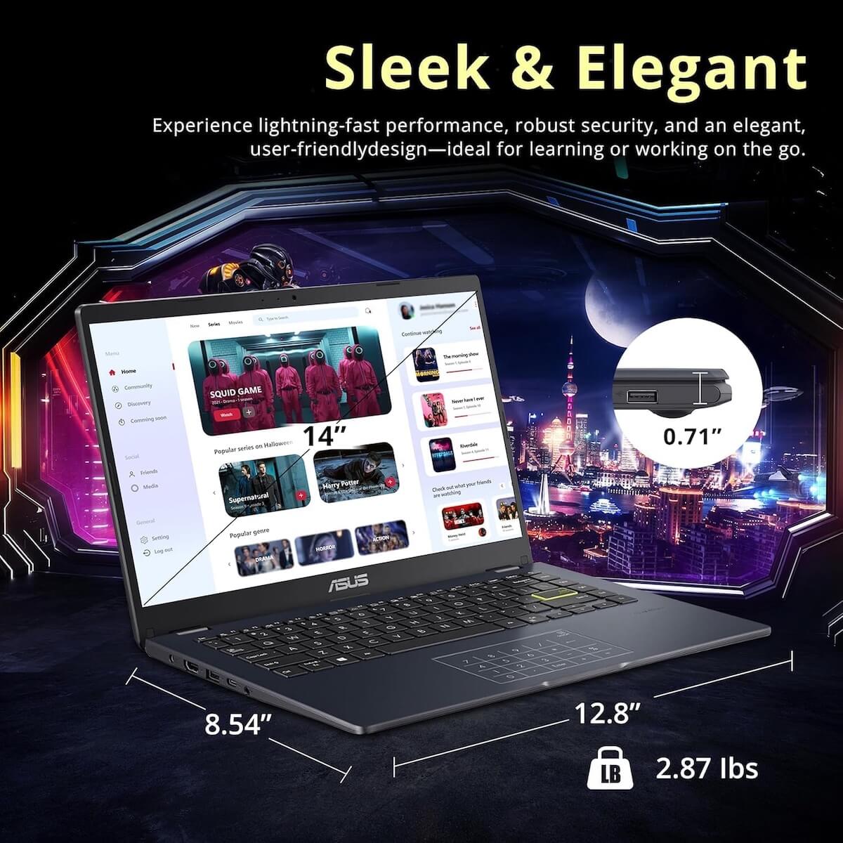 ASUS Vivobook Go E410KA-CL464 Laptop - Intel Celeron N4500, 4GB RAM, 64GB eMMC, 14.1" FHD