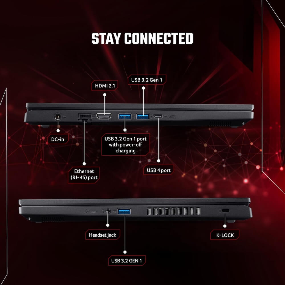 Acer Nitro V 15 ANV15-51 Laptop - AMD Ryzen 5 7535HS, 16GB RAM, 512GB SSD, 15.6" FHD 144Hz, NVIDIA GeForce RTX 2050 4GB