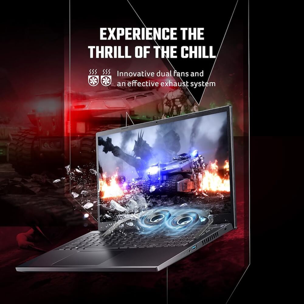 Acer Nitro V 15 ANV15-51 Laptop - AMD Ryzen 5 7535HS, 16GB RAM, 512GB SSD, 15.6" FHD 144Hz, NVIDIA GeForce RTX 2050 4GB