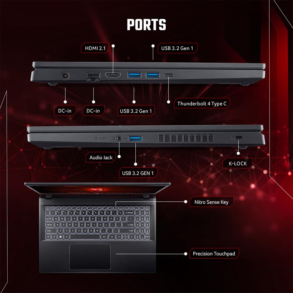 Acer Nitro V 15 ANV15-51 Laptop - Intel Core i7-13620H, 16GB RAM, 512GB SSD, 15.6" FHD 144Hz, NVIDIA GeForce RTX 3050 6GB